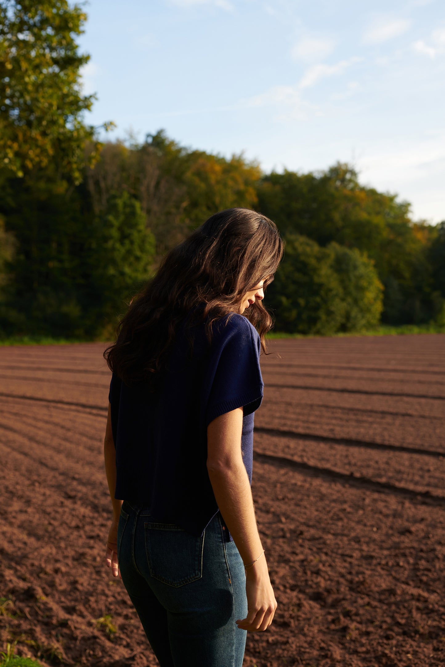 Merino  Rollkragenpullunder ANTONIA Rueckansicht1  an Model in der Farbe marine