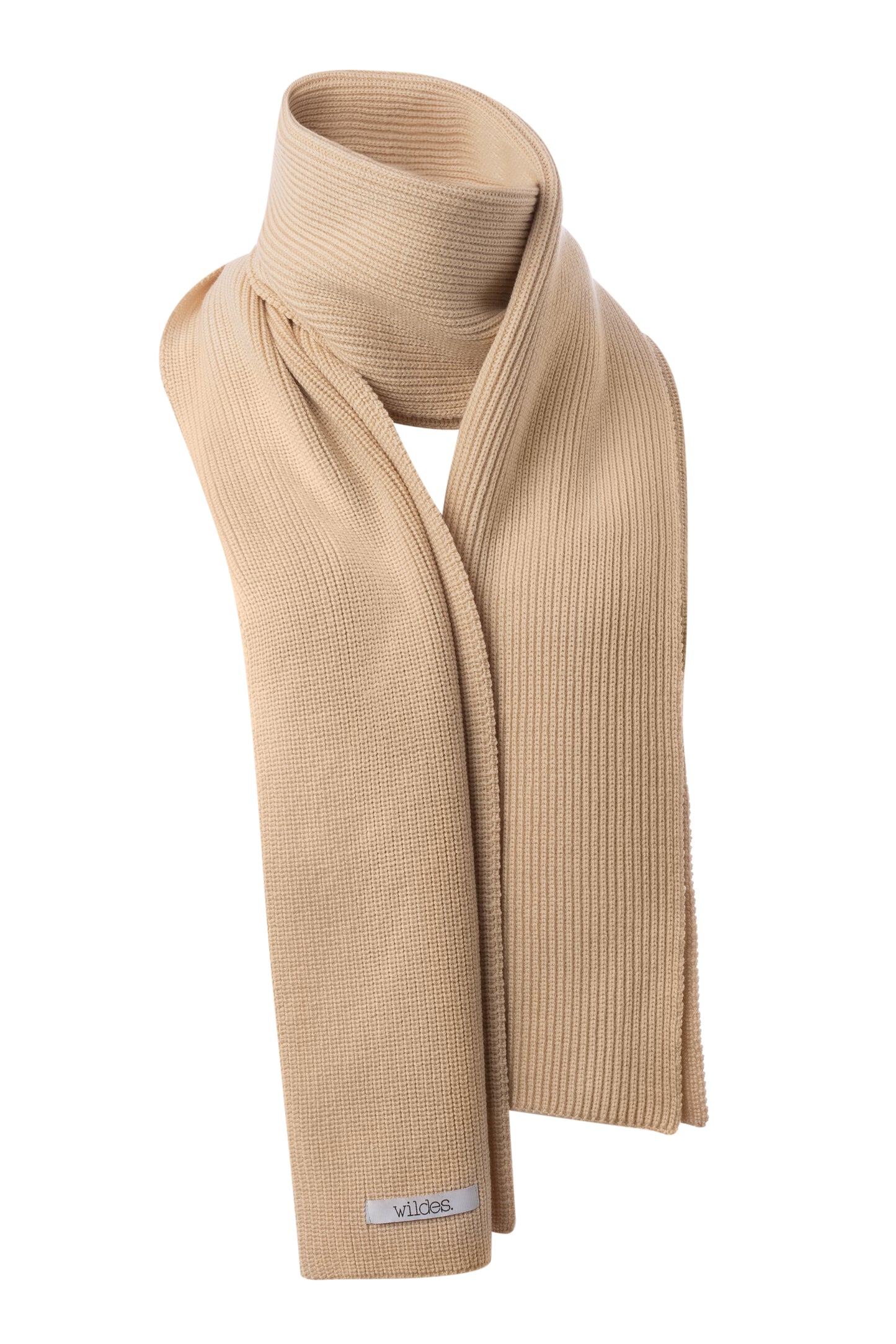 Merino Schal STELLA um Hals gelegt Produktfoto in der Farbe vanilla