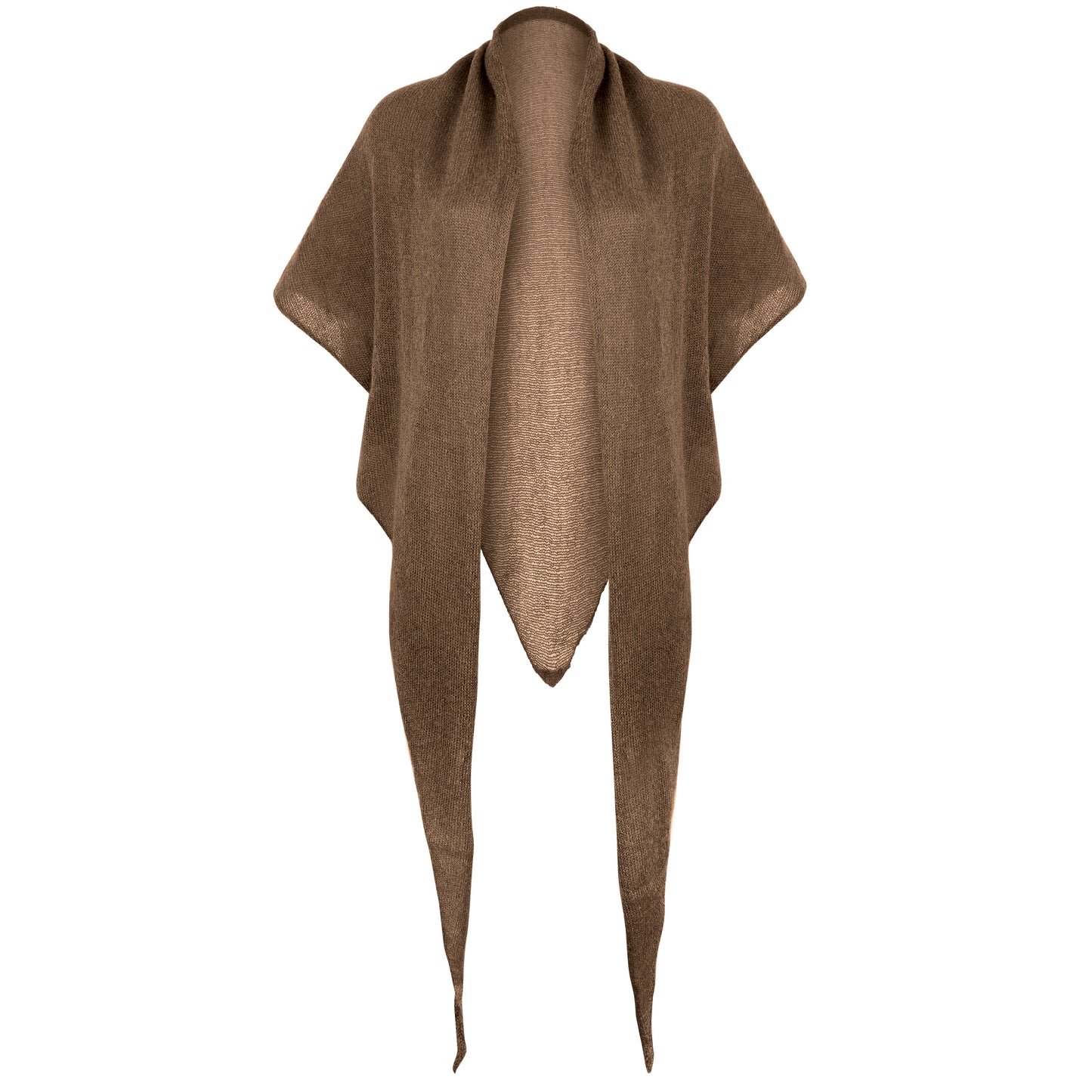 Mohair_Dreieckstuch_GITTA Vorderansicht ausgebreitet Produktfoto in der Farbe dunkelbraun