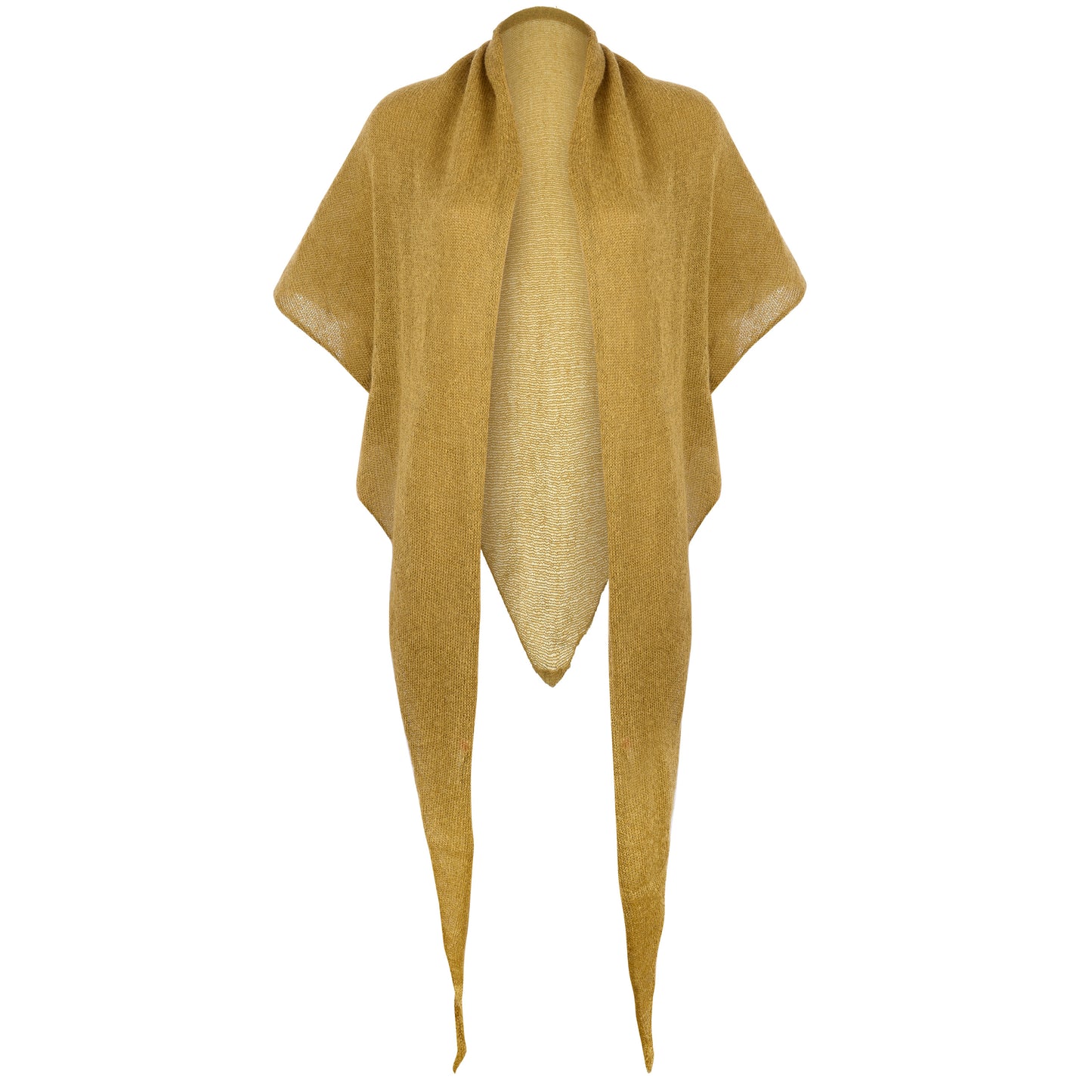 Mohair_Dreieckstuch_GITTA Vorderansicht ausgebreitet Produktfoto in der Farbe helloliv