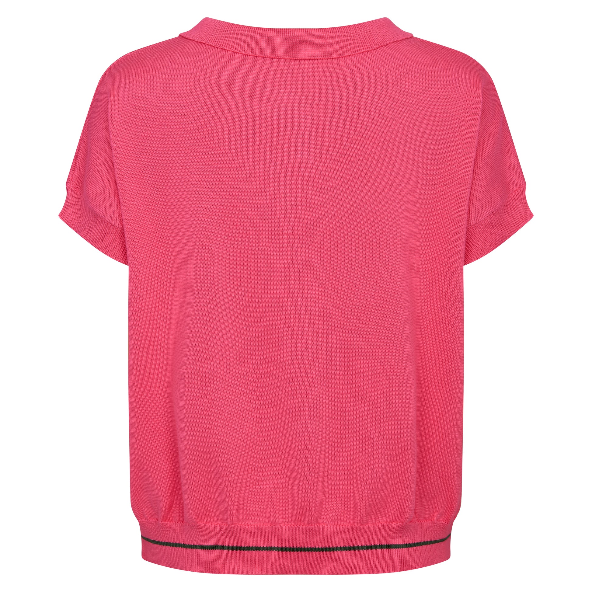 Poloshirt AMELIE aus Baumwolle Rueckansicht mit Polokragen Produktfoto in der Farbe pink